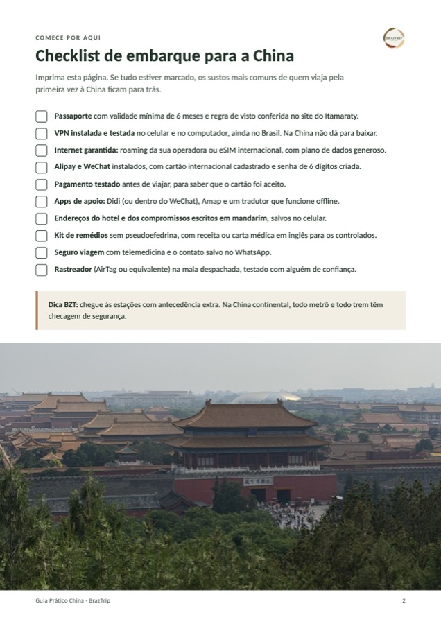 Página do checklist de embarque